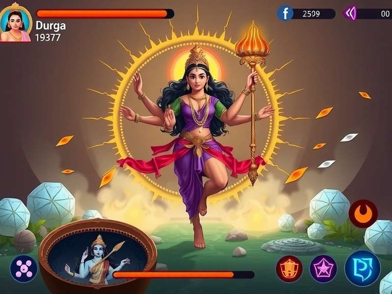 Durga S Spiritual Combat gameplay screenshot showing Goddess Durga in battle